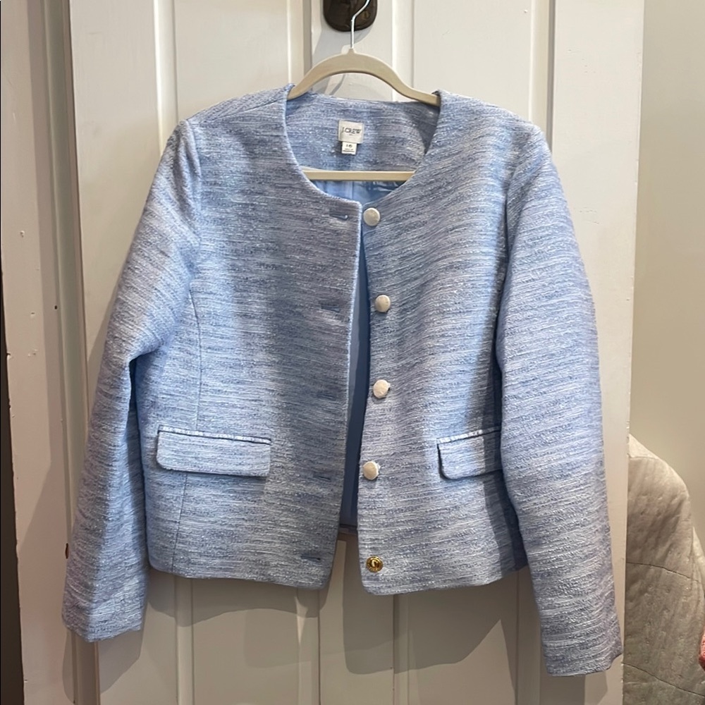 J. Crew Blue Blazer Tailored Collarless Design